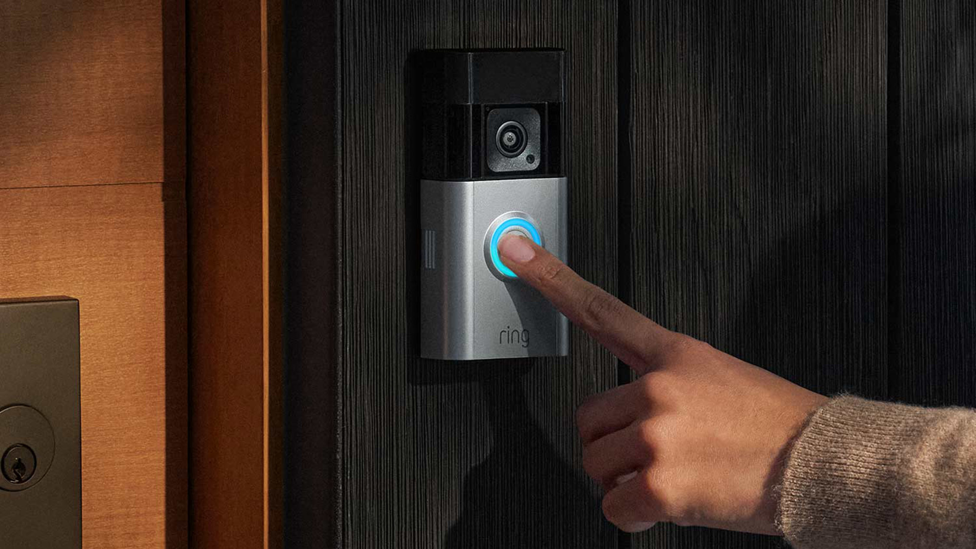 Ring Battery Doorbell mounted beside a front door